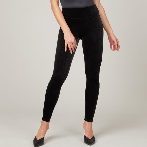Spanx Black Velvet Leggings Pull On Velour Pants Style 2070 Women’s Plus Size 3X - Picture 1 of 12